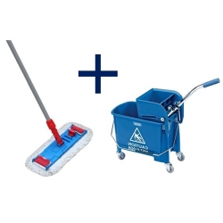 Zestaw: Kompletny mop 40cm Flipper + wózek porządkowy KING